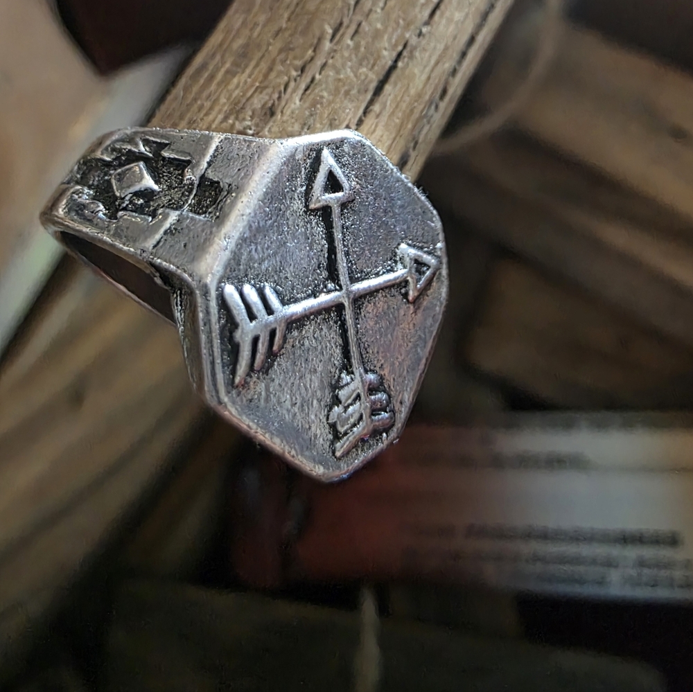 Old Pawn Men's Signet Ring Fred Harvey 1940s Style Native Am Peace Friendship